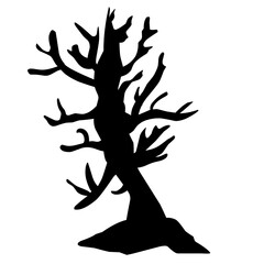 Dry tree silhouette for halloween decoration. Vector ilustration