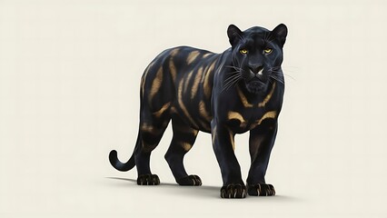 Fototapeta premium A black jaguar with yellow eyes on a white background
