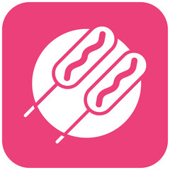 Sausage on a Stick vector icon. Can be used for Festa Junina iconset.