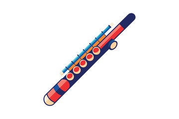 Metal flute musical instrument mockup. Realistic illustration of metal flute musical instrument vector mockup for web design isolated on white background