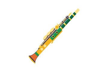 Oboe icon isolated on white background. Woodwind classical orchestral musical instrument oboe. Vector illustration in flat cartoon realism style