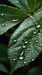 Serene image of a green leaf adorned with a water droplet, symbolizing nature's tranquility