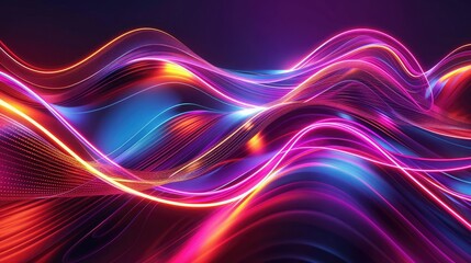 Naklejka premium A beautiful neon wave illustration featuring radiant, intertwining lines that create a sense of fluid motion and energy.