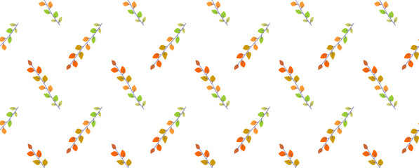 Seamless pattern with botanical elements. Leaves and branches on white background. Vector graphics 
