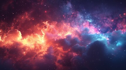 Fototapeta premium A Night Sky Awash in Cosmic Hues: A Kaleidoscope of Stars and Nebulae. Generative AI
