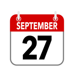 27 September, calendar date icon on white background