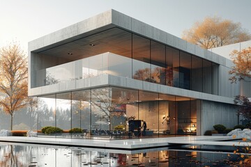 Glass installers fitting large windows on a modern office building