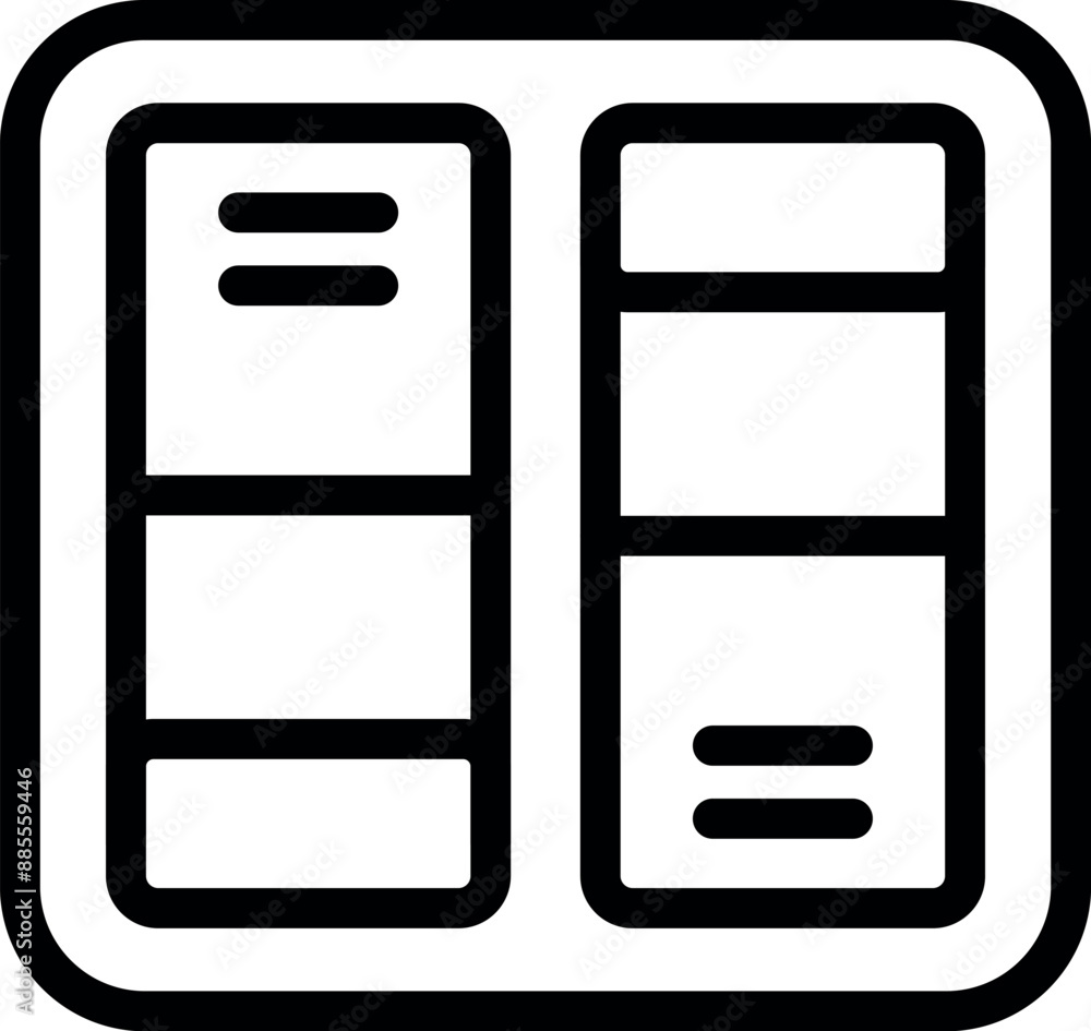 Poster simple black and white icon of a website layout showing content blocks and text lines