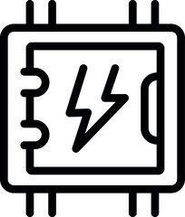 Line art icon of an electrical panel, symbolizing electricity distribution and control