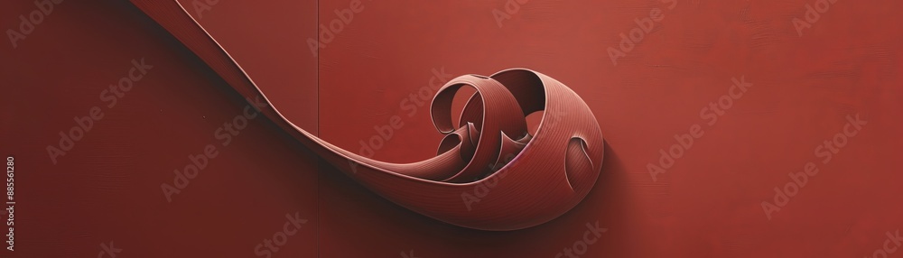 Poster abstract swirl pattern in red and brown tones.