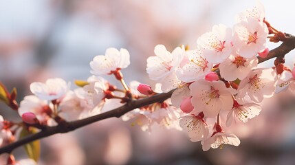 Delicate Cherry Blossoms in Full Bloom During a Tranquil Spring Day