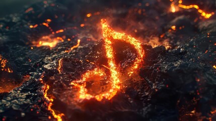 Music note made of glowing lava, music note, volcanic sound