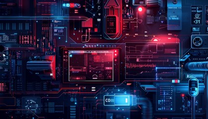 Banner displaying security CCTV cameras and a guard monitoring screen with HUD UI, showcasing