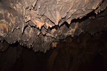 Cueva inexplorada, formas rocosas, estalactitas