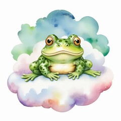 Obraz premium a frog sits on a cloud with the words quot frog quot on it