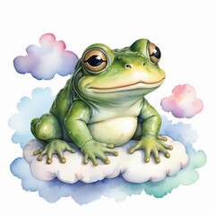 Obraz premium a frog sits on a cloud with the words quot frog quot on it