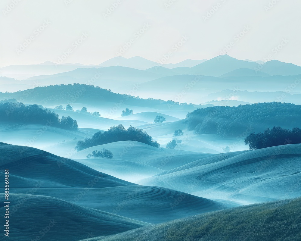 Poster a peaceful landscape merging with brain wave patterns, highlighting the connection between sleep and