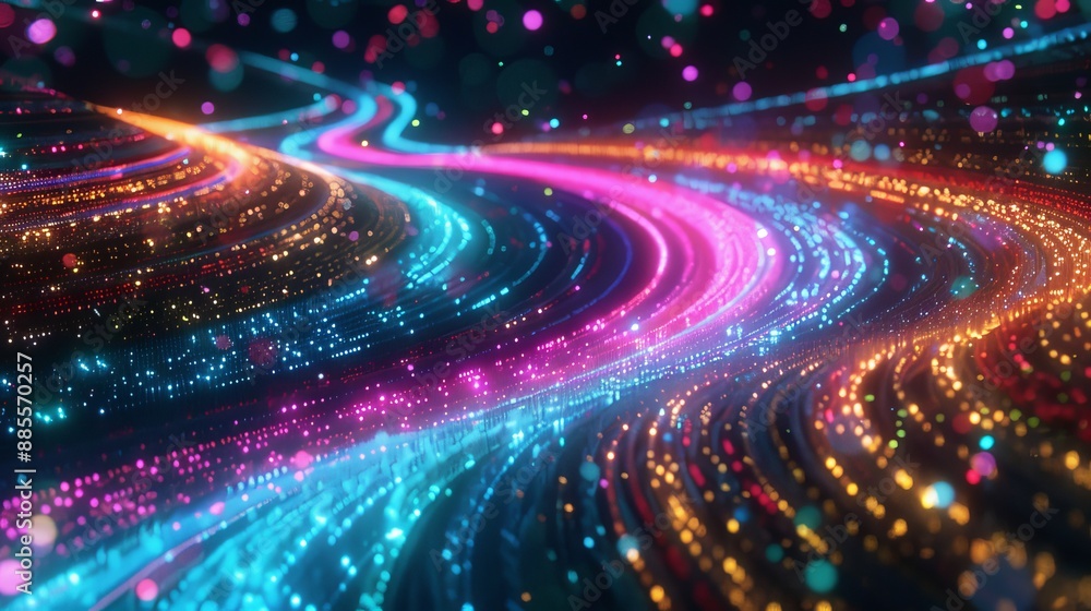 Poster data flying around in cyberspace. 5g makes data move faster than ever before. imagine information ra