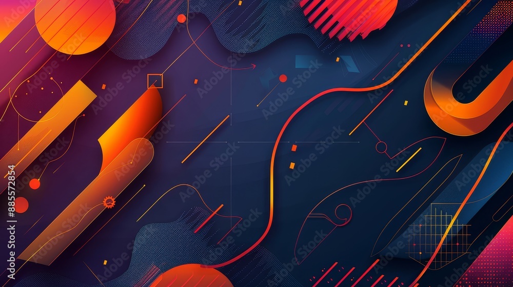 Poster abstract geometric design with orange and red accents - a visually appealing abstract background wit