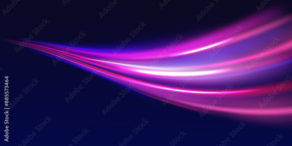 Poster light motion trails. high speed effect motion blur night lights in blue and red colors, abstract fla