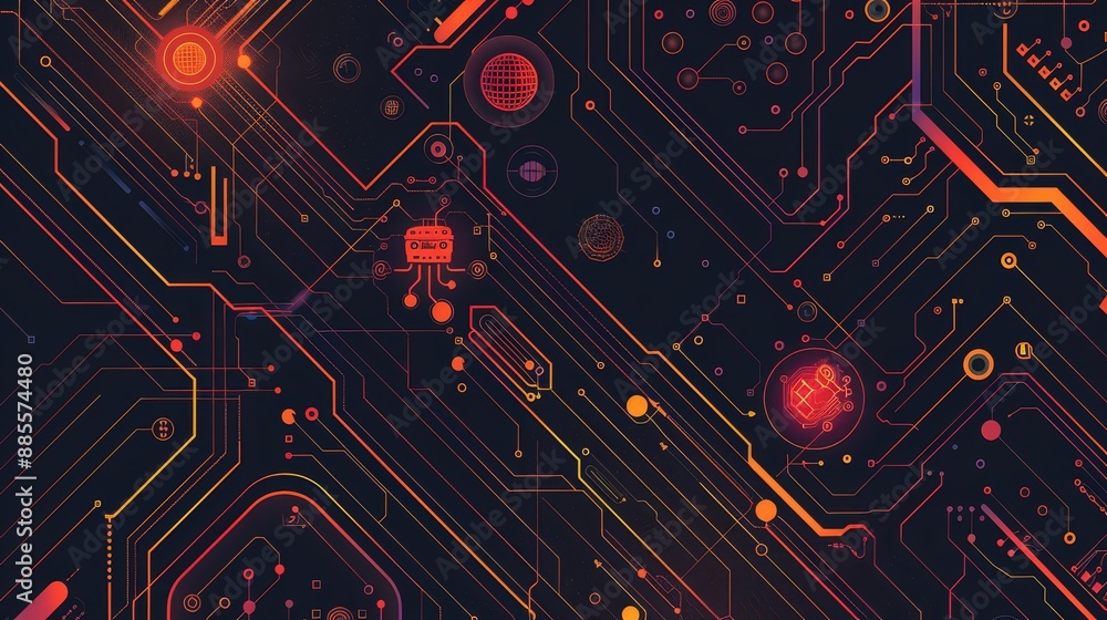 Poster abstract digital circuitry - abstract digital circuitry, a background featuring a futuristic technol