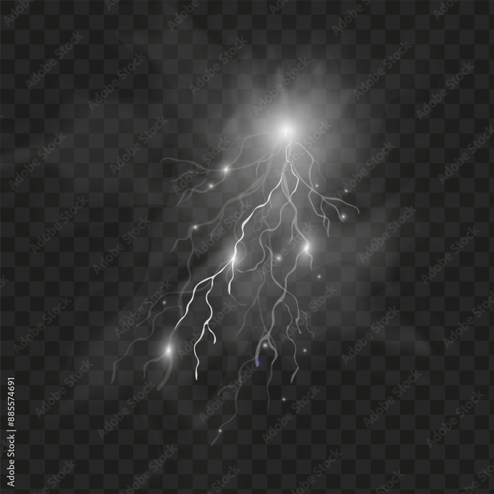Poster light white isolated vector lightning png. realistic natural lightning effectthunderstorm. strength 