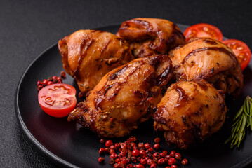 Delicious baked chicken or turkey shish kebab on a skewer