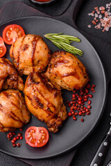 Delicious baked chicken or turkey shish kebab on a skewer