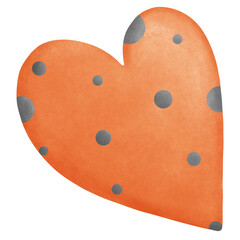 orange heart shape watercolor 