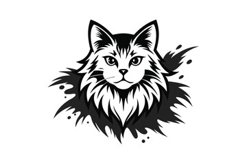 Silhouette Persian cat, face logo N.eps