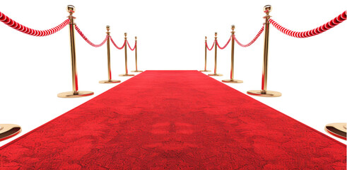 Red carpet isolated on white or transparent background