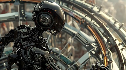 Fototapeta premium Advanced Robotic Mechanism in Sleek Industrial Design