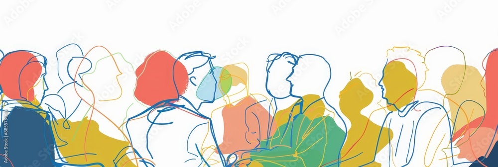 Poster abstract illustration of people in conversation - a colorful abstract illustration depicting a group