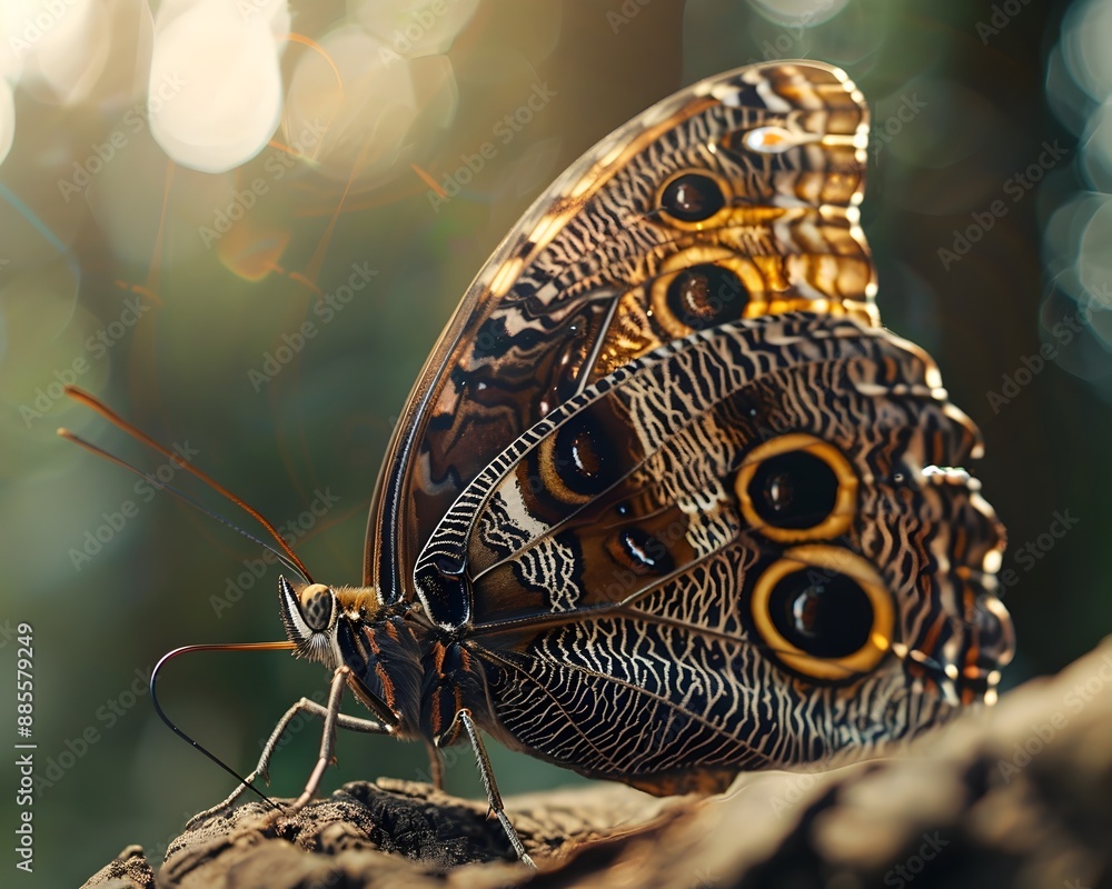 Wall mural mesmerizing macro portrait of a butterfly s intricate wing textures in a sun dappled forest