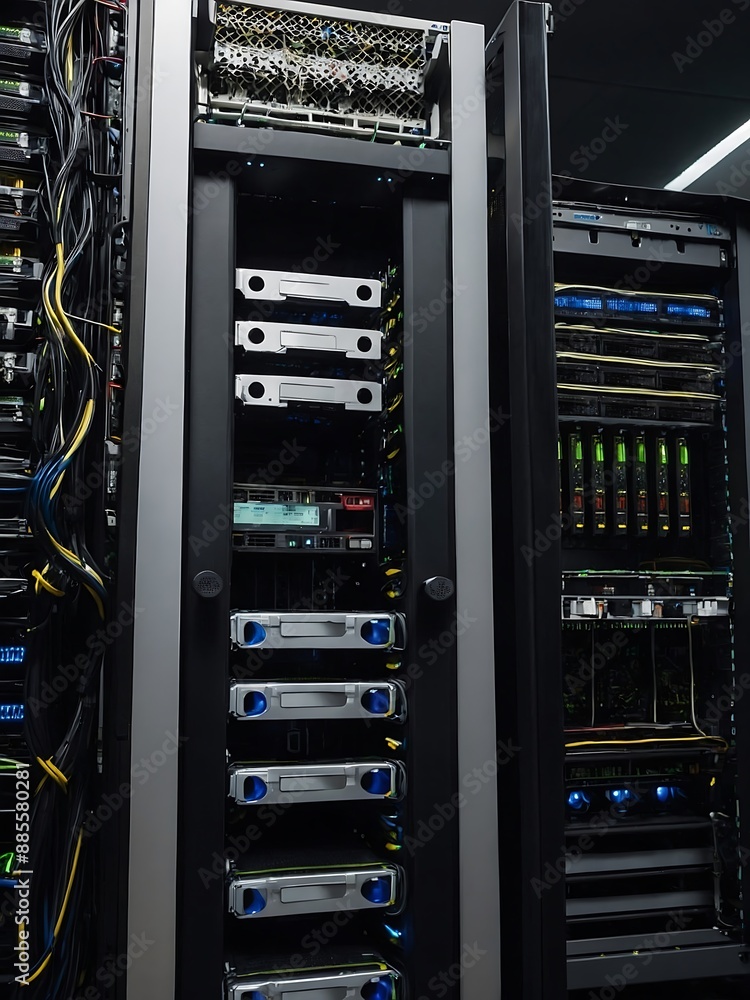 Poster server room with multiple racks