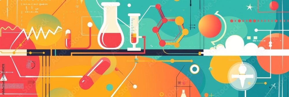 Poster abstract illustration of science and technology - an abstract illustration representing science and 