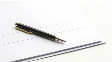 A blank medical chart with a pen placed on top, laid out on a clean white surface. Isolate white background