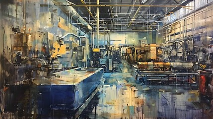 Fototapeta premium Scalable Industrial Transformation Streamlined Workflows and Skilled Workforce in Expressive Automated Facility