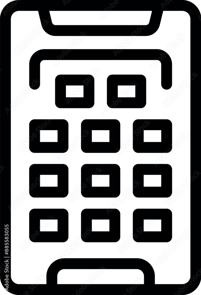 Poster simple icon of a smartphone with a grid of square app buttons for easy navigation