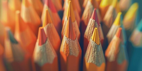 A close-up view of a bunch of colorful pencils, ideal for use in illustrations or designs where creativity and inspiration are needed