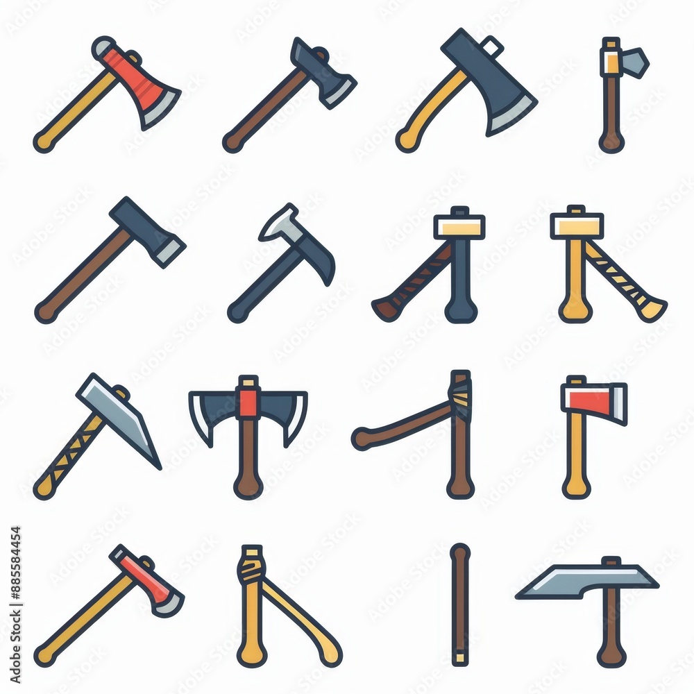 Canvas Prints Axe icon, ax symbol, hatchet flat minimal sign, cleaver emblem, woodcutter equipment, tomahawk pictogram