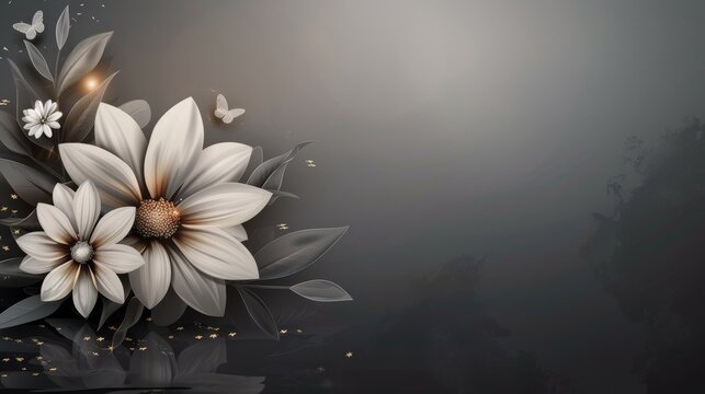 Condolence card with flower in loving memory illustration