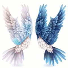 Fototapeta premium Wings icon, angel wings emblem, bird feathers silhouette, pigeon sign, spirituality symbol, elegance flight