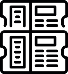 Simple icon of two tickets granting access to an event