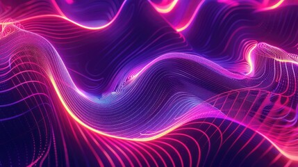 Fototapeta premium A captivating neon wave design featuring radiant, undulating patterns that create a sense of continuous, flowing energy.