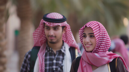 Obraz premium Saudi university students male and female