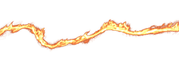 line fire, realistic transparent flame. horizontal background. png
