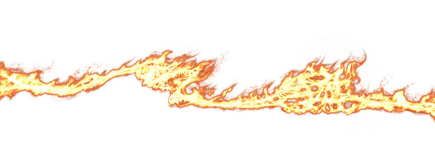 line fire, realistic transparent flame. horizontal background. png