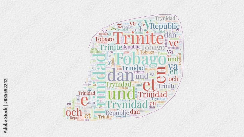 Poster trinidad and tobago logo animation. trinidad and tobago boundary word cloud animation. video of coun