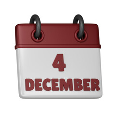 4 December Calendar 3d icon